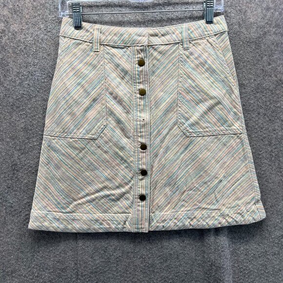 Anthropologie Pilcro Skirt Women 4 Multicolor Stripe Button Front A-Line Casual - Picture 1 of 10